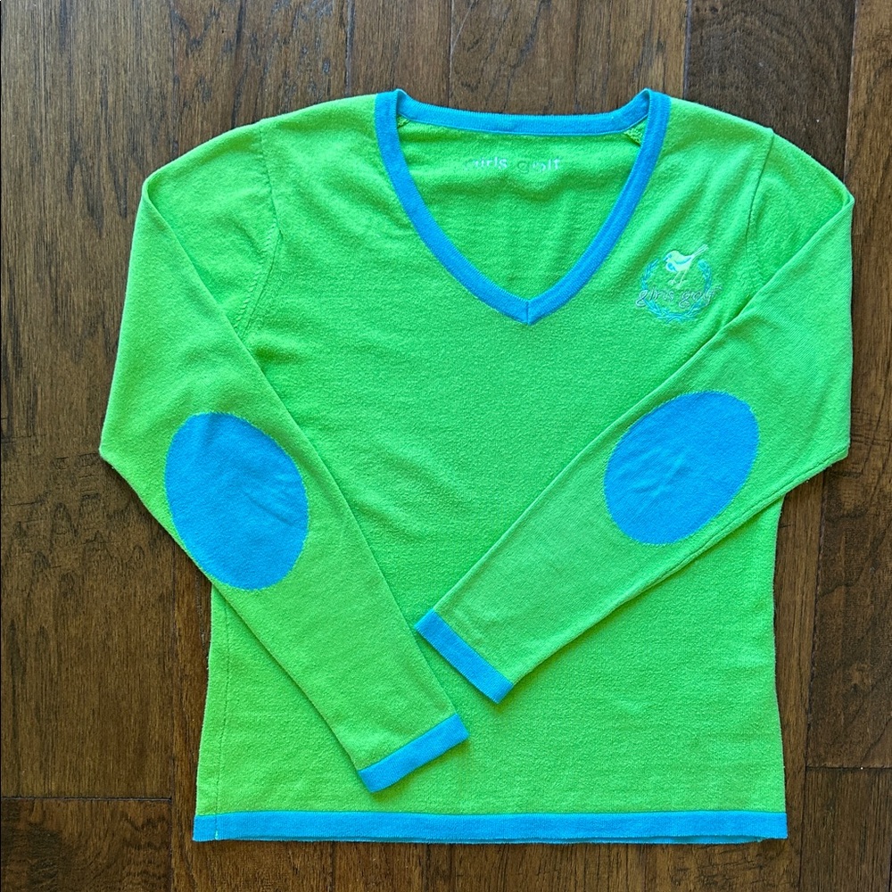 Sweater by Girls Golf Birdie Lime Green and Robin Egg Blue Size Medium
